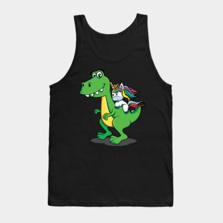 Cute Dinosaur and Unicorn/Pony with Rainbow Colors Tank Top